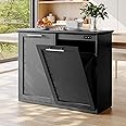 UpWiew Tilt Out Trash Cabinet with Quick Installation and Deodorising Function, Wooden Trash Can Cabinet for Dining Room and Kitchen, Black