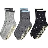 ERMO NKES Cozy Non Slip Yoga Socks for Women – 3 Pairs Grip Pilates Barre Socks with Folded Cuff, Warm Crew Style