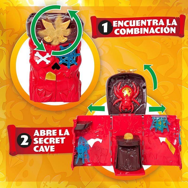 PIRATIX Secret Skull Cave – Cueva secreta de Shark Island, Contiene 1 Skull Cave, 1 Piratix , 2 accesorios “cristal” (1 arma y 1 cetro), 1 araña y 1 tesoro