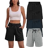 Dalavch 4 Pack Women's Summer Sweat Shorts Cotton Drawstring with Pockets | Comfy, Casual, Lounge, Sport, Athletic, Travel, Basketball, Jogger, Loose Fitting, Knit, Active Wear, Bermuda, Shorts