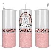 Leopard Memaw Tumbler - Memaw Rainbow Tumbler - Mothers Day Gifts Memaw - Leopard Rainbow Memaw Travel Cup - Tumbler With Straw And Lid - 20 Oz - Insulated Stainless Steel