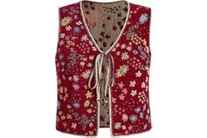 SweatyRocks Women's Floral Print V Neck Vest Tie Front Sleeveless Boho Vests Tops
