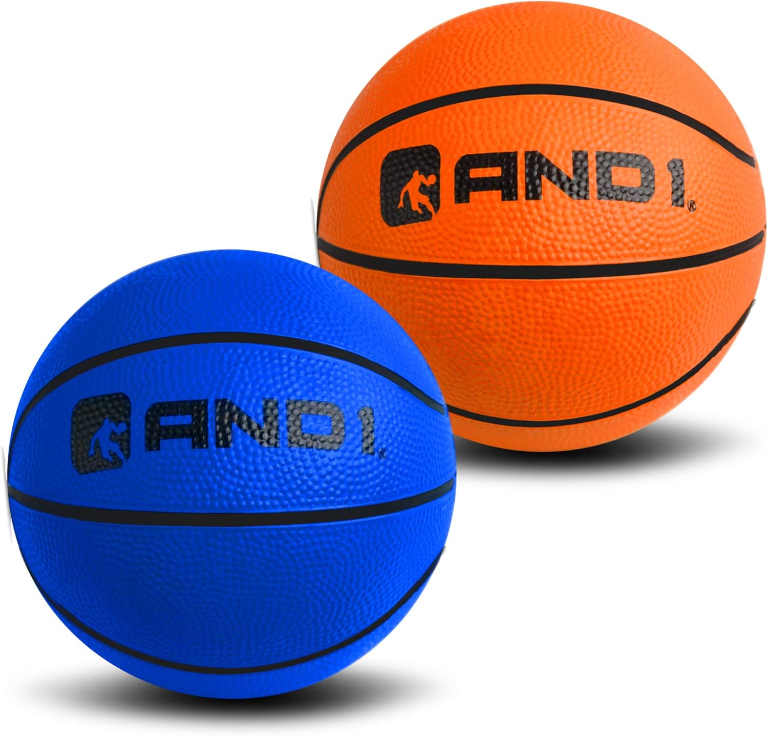 AND1 Mini Basketball Hoop: 18”x12” Pre-Assembled Portable Over The Door with Flex Rim, Includes Two Deflated 5” Mini Basketball with Pump, for Indoor, Orange/Blue : Sports & Outdoors