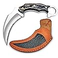WARIVO KNIFE Karambit Knife - Fixed Blade with Sheath - Claw Knife wood Handle Sharp Blade - Camping Knives - Karambits for Men and Women - Best for Hiking Survival Hunting Fishing (Wood-Karambit)