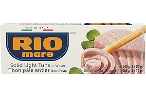 Rio Mare - Solid Light Tuna in Water - Canned Tuna in Water, High in Protein, Ready to Eat Snack - 80g (3 Cans)