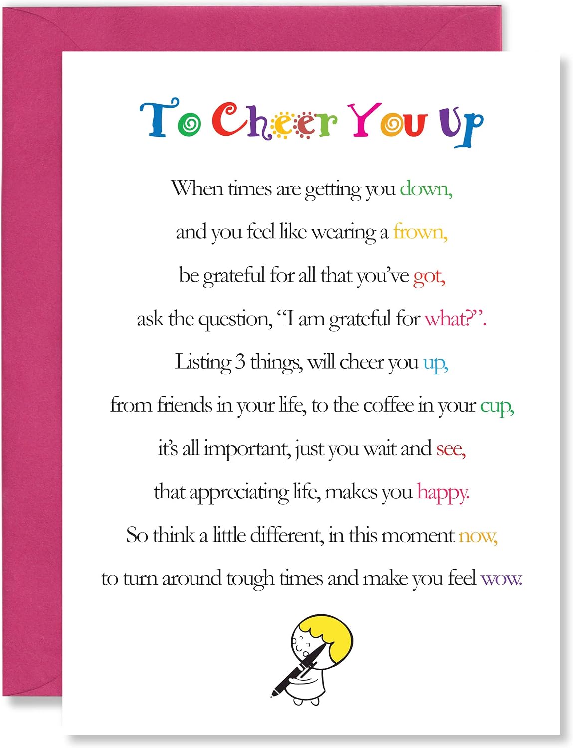 CLARABELLE CARDS - To Cheer You Up (Friend, Vibrant Pink, 5 x 7 inch