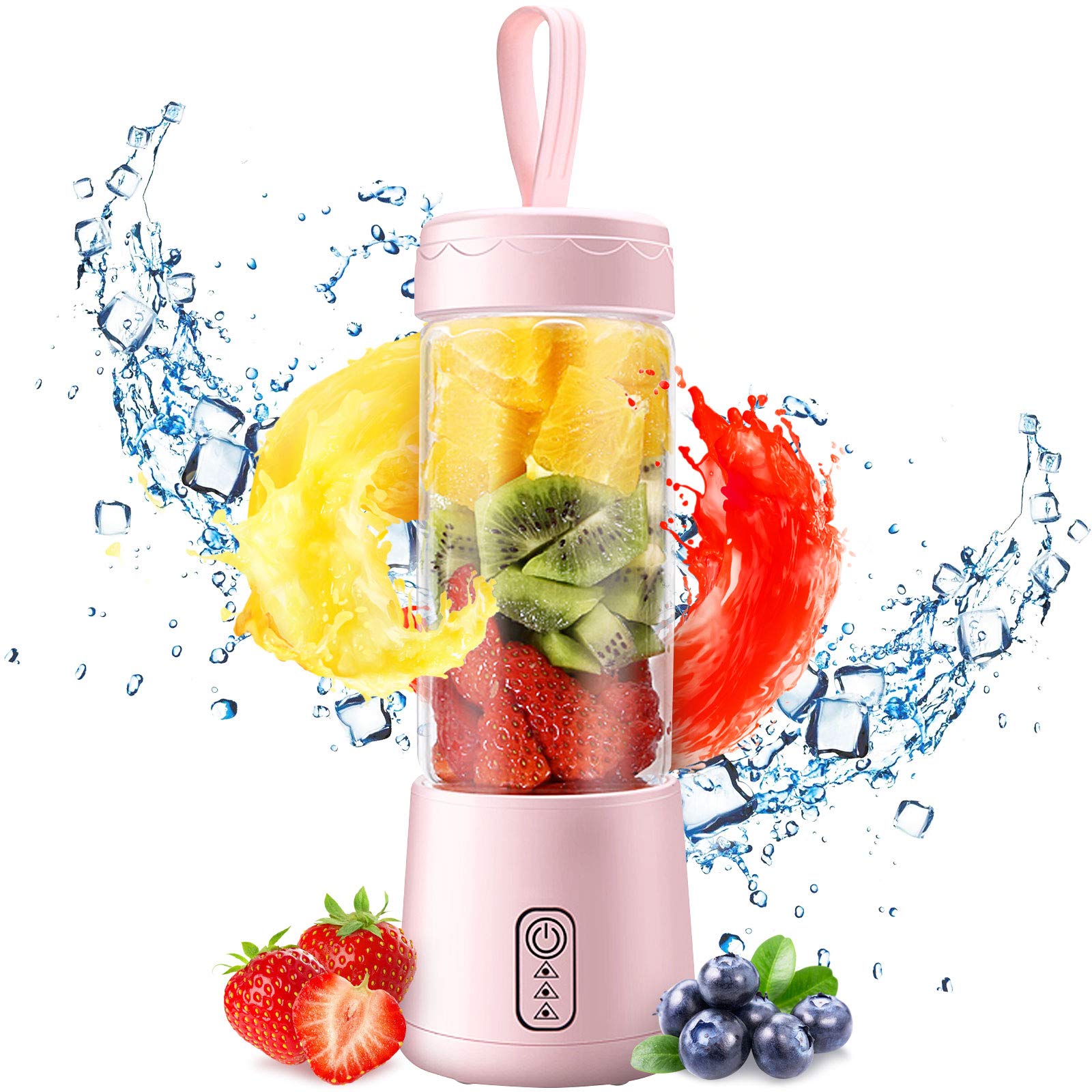 Mini Blender, Portable Blenders for Kitchen with USB Rechargeable, Personal Size Blender 3D Six Blades, 380ML Glass Blender Cup, Single Serve Blender for Juice/Ice Smoothies/Shakes/Fruit Vegetable