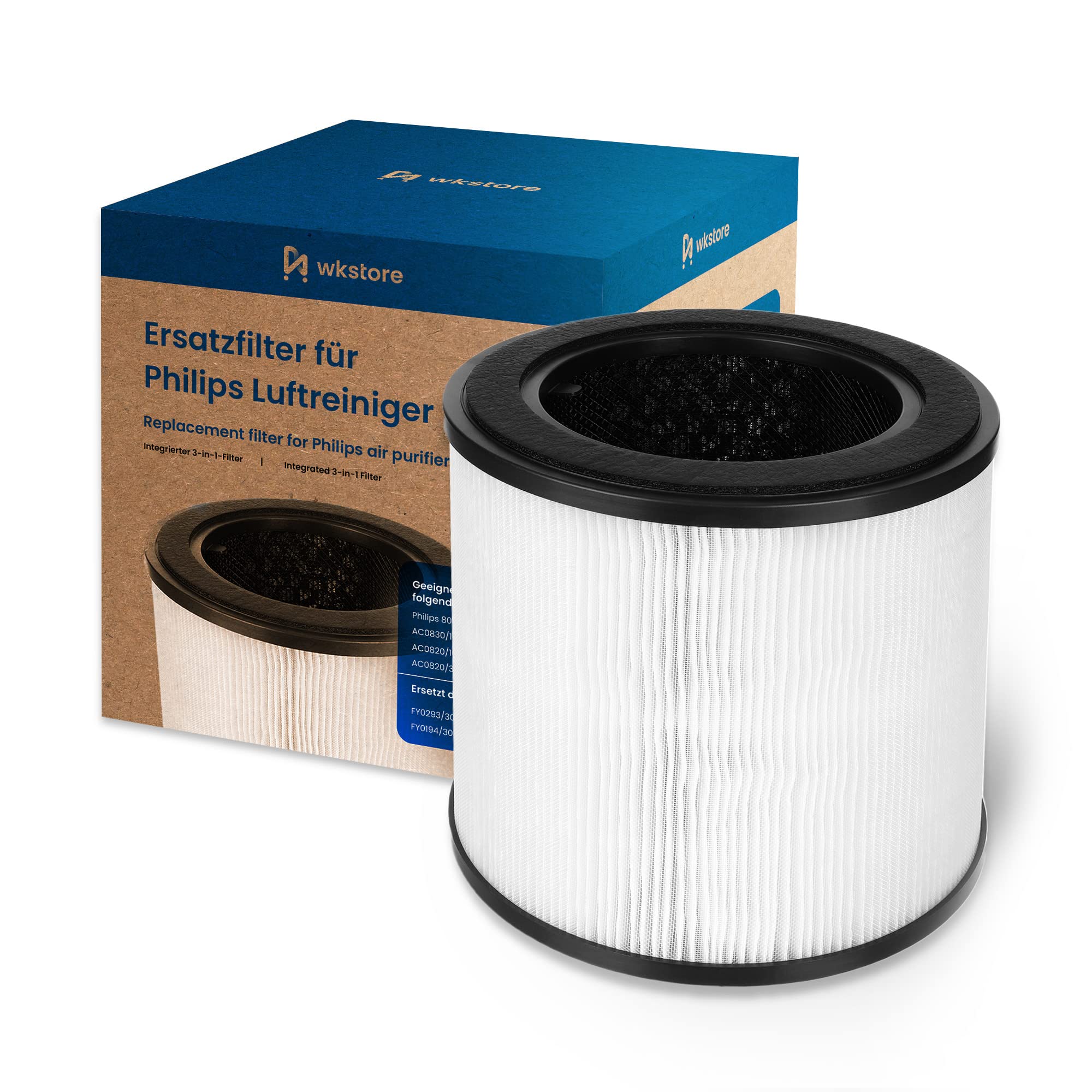 wkstore Air Filter for Philips 800 Series, HEPA + Activated Carbon, FY0194, Ideal for Allergy Sufferers & Pet Owners