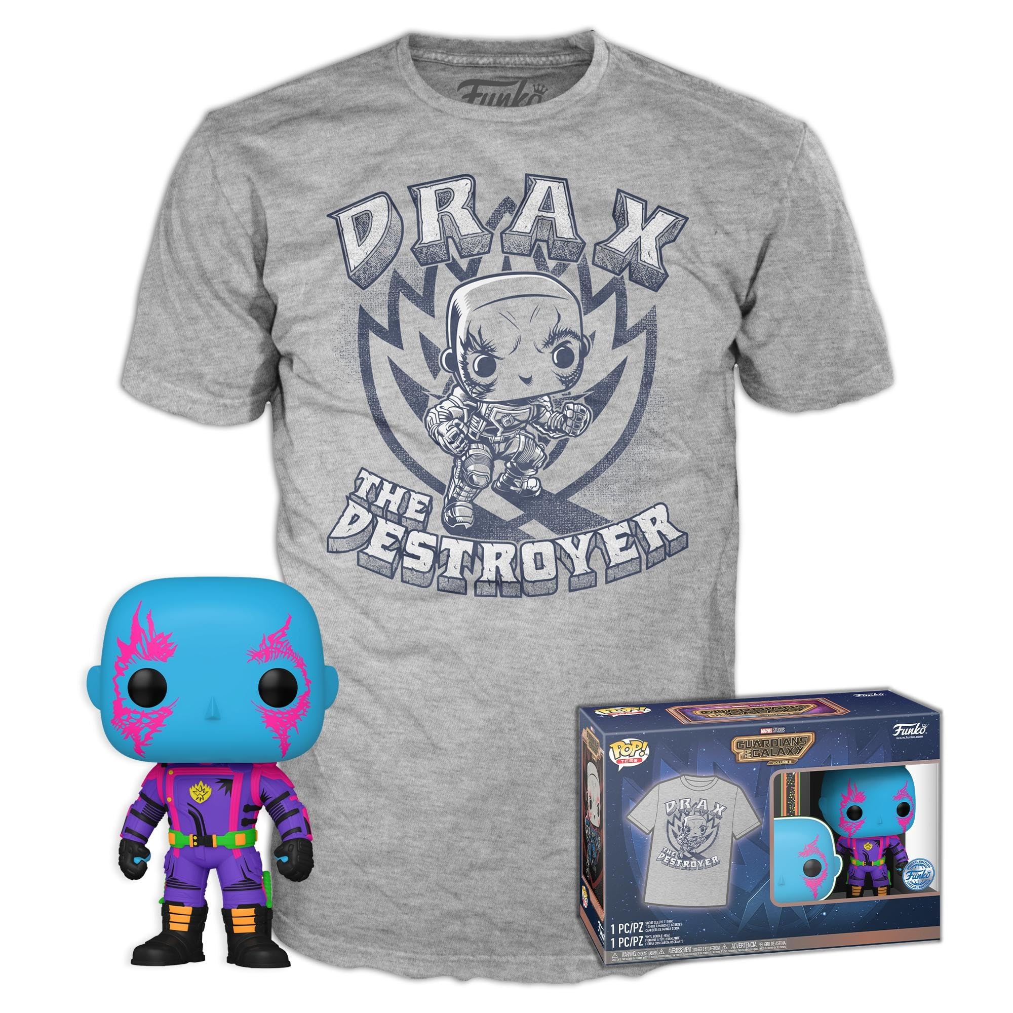 Funko Pop!&Tee: Guardians Of the Galaxy - Drax - Small - (S) - Hot Christmas - T-Shirt - Clothes With Collectable Vinyl Figure - Gift Idea - Toys and Short Sleeve Top for Adults Unisex Men and Women