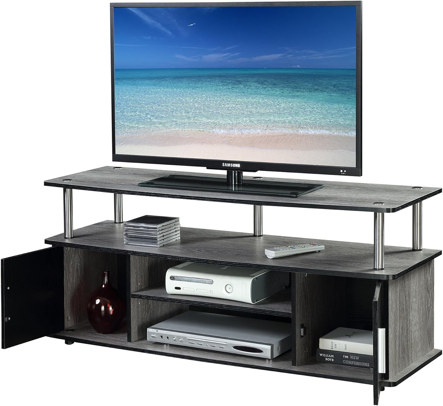 Convenience Concepts Designs2Go Monterey TV Stand, Weathered Gray / Black: Furniture & Decor
