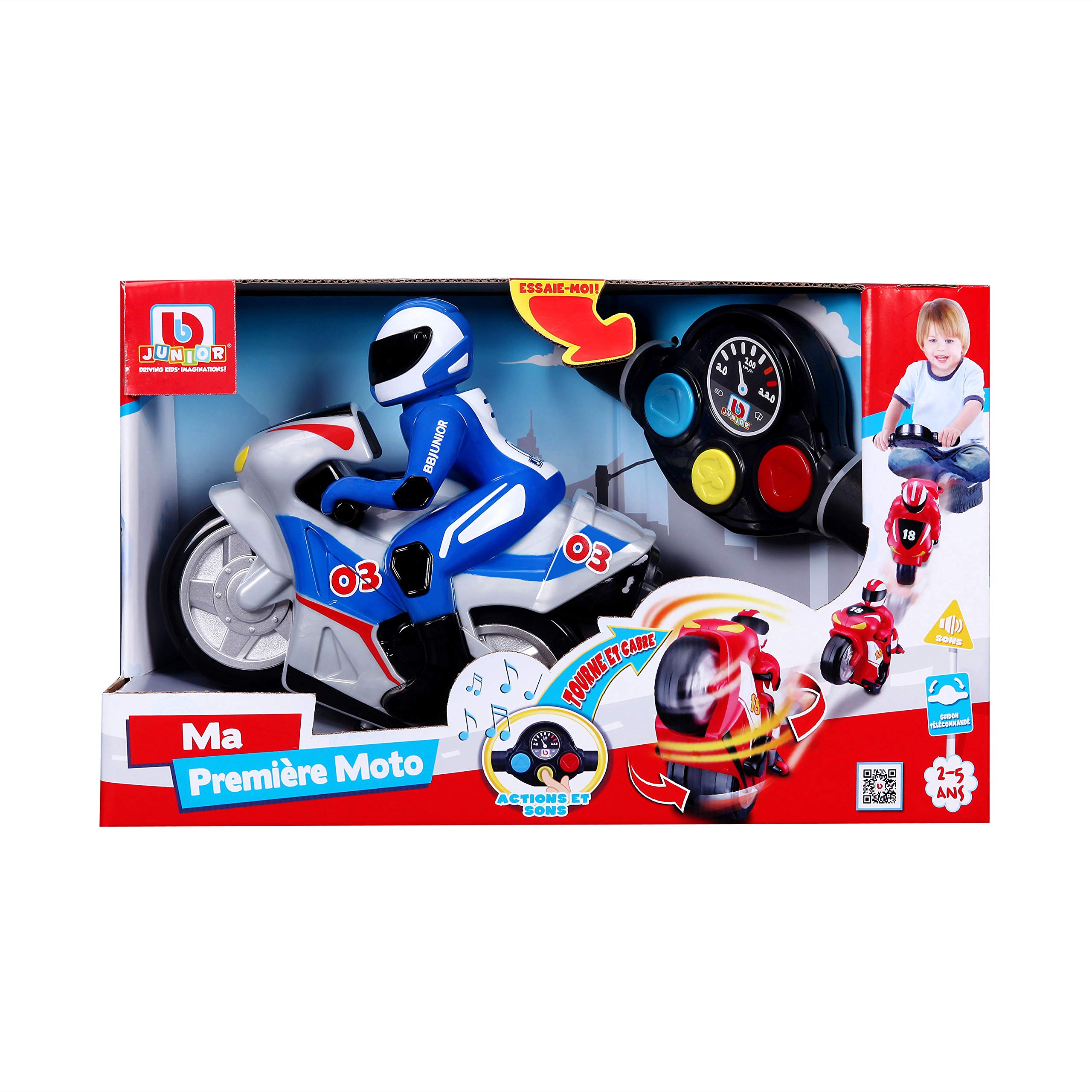 BB Junior first rc driver and remote control handlebar, 95001B, Blue Motorcycle