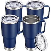 Cool Yoleb 30 oz Tumbler with Handle and Lid, Stainless Steel Tumblers Bulk Double Wall Vacuum Insulated Travel Mug Leak Proof Cup Keep Drinks Cold and Hot Navy, 4 Pack