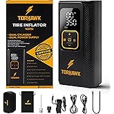 Dual Power Tire Inflator Portable Air Compressor - 5X Faster 160 PSI Cordless Air Pump for Car Tires, Truck, SUV - 7500mAh & 12V DC Powered with Digital Gauge, LED Light & Auto Shut-Off, With Case