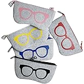 OLIVIALIVING 5 Pack Soft Felt Zipper Eyeglasses Bag – Portable Glasses Case, Sunglasses Pouch, Gift for Men/Women