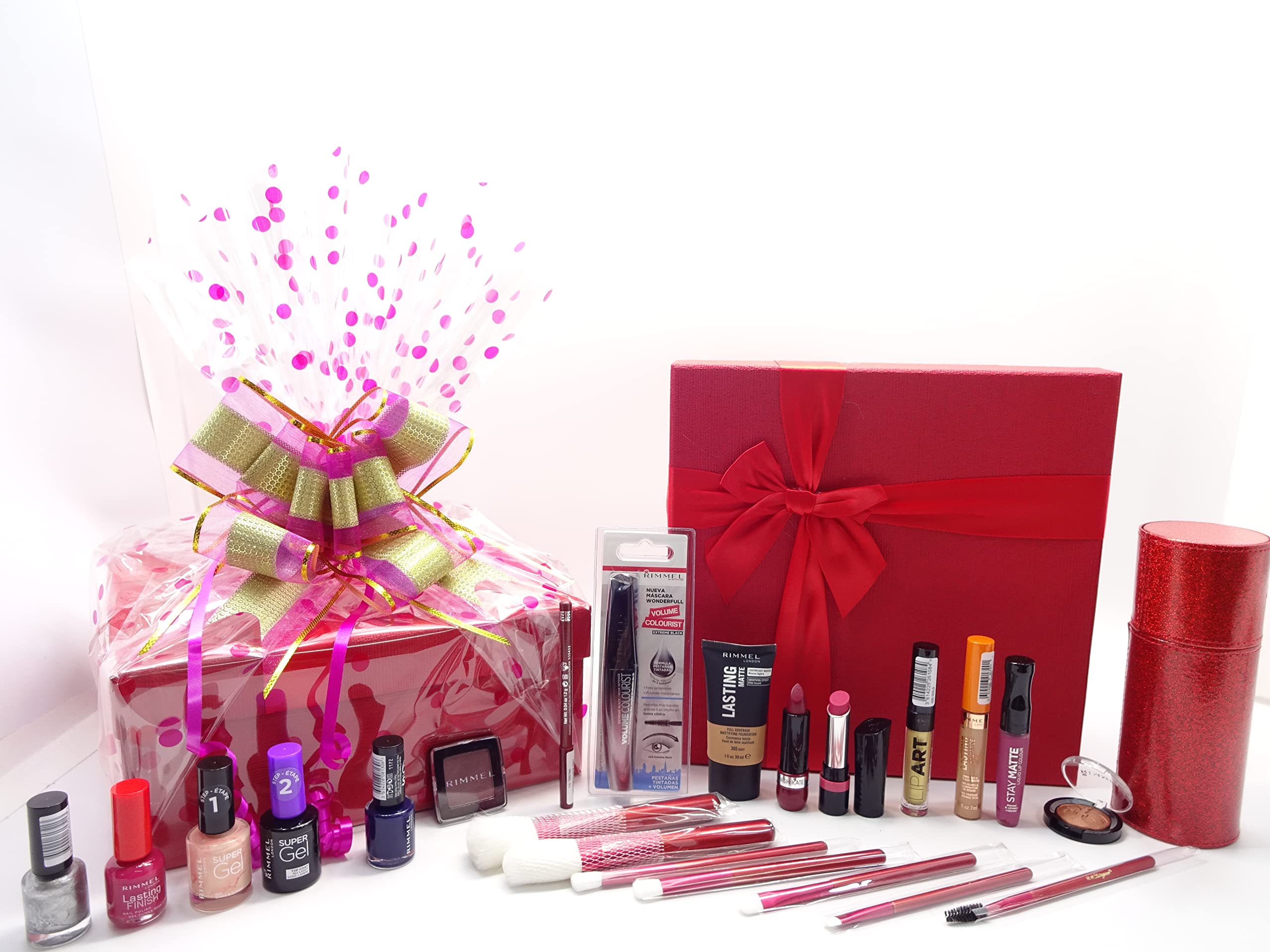 Rimmel London Luxury Make Up Bundle Gift Set, Gift Hamper, Free Kabuki Brush Set With Stand