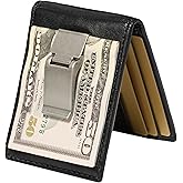 House of Jack Co. Maverick Bifold Money Clip Wallet for Men – Slim Front Pocket Leather Wallet with Metal Cash Clip, Exterior ID Window & Card Holder, Full-Grain Cowhide, Black