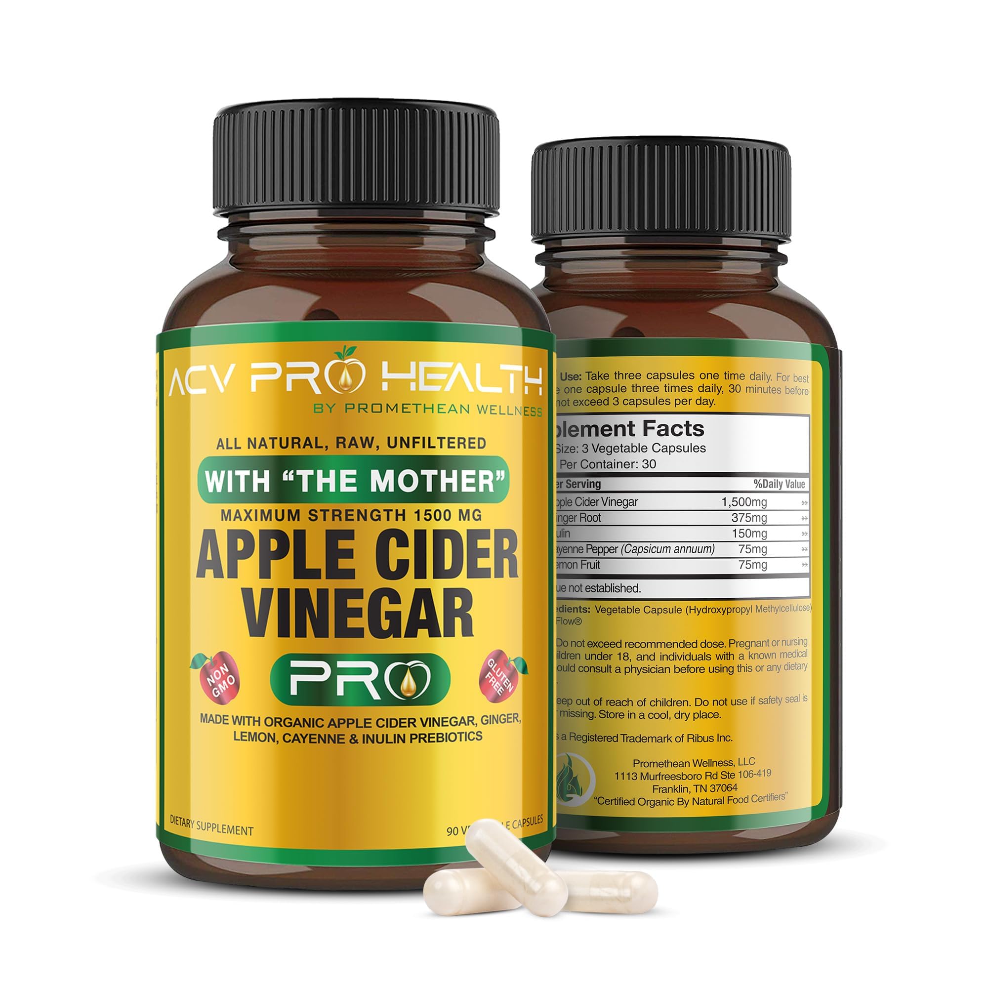 Certified Organic Apple Cider Vinegar PRO Complex Capsules
