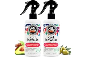 SO COZY SoCozy Leave In Conditioner Spray (8 Fl Oz, Pack of 2) Detangler for Kids' Curly Hair, Tangle-Free Curls, Gentle & Nourishing with Keratin, Vitamin B5, Olive & Jojoba Oil, Paraben-Free