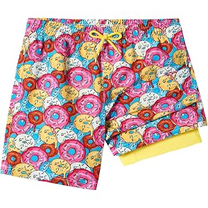 SILKWORLD Boys Swim Trunks with Compression Liner Bathing Suit 5-16 Years | quick dry swim shorts,mesh pockets, for tween & k
