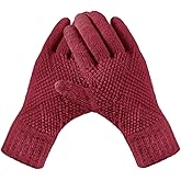 Trifabricy Winter Gloves for Women - Warm Soft Fleece Lined Winter Gloves, Touchscreen Elastic Cuff Knit Womens Winter Gloves