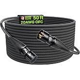 AA AUDIO ACCESSORY XLR Cables 50 ft, 20AWG OFC Dual Shielded Mic Cord | Neutrik REAN Gold-Pin Connector, Kevlar-Reinforced Heavy Duty Nylon Braided Noiseless Balanced Microphone Cable for Shure Mic