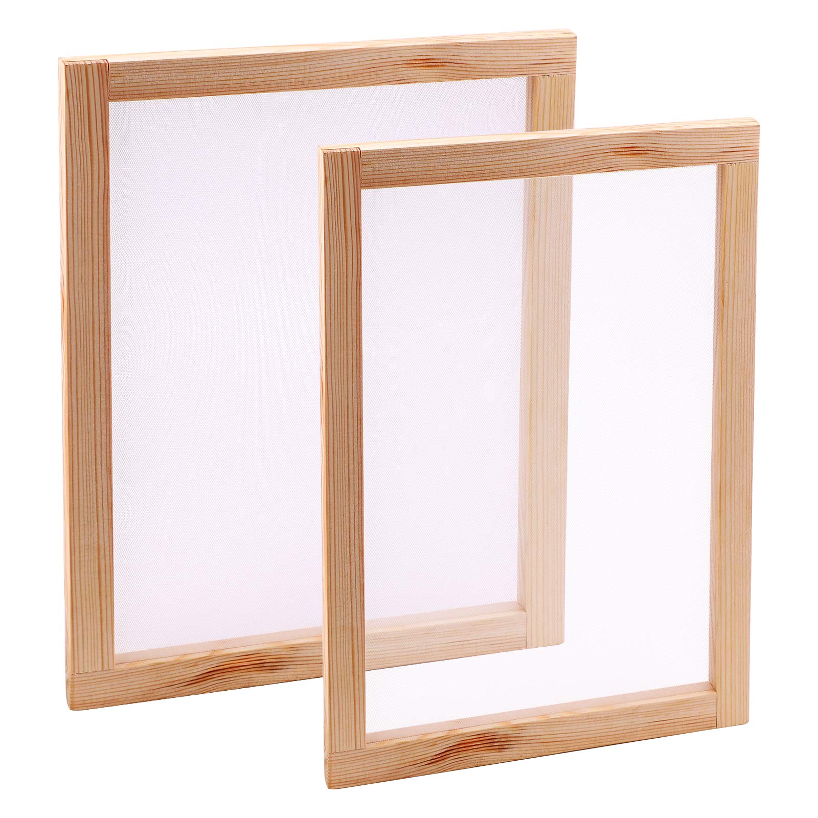 SAVITA 2PCS 13.4x9.5 inch, 11.8x7.9 inch Wooden Paper Making Mould Papermaking Mould Frame Screen Tools Pine Frame for DIY Paper Craft Dried Flower Handcraft