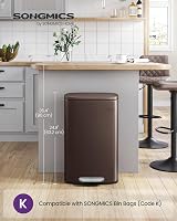 Songmics 50 L Kitchen Bin with Soft Close Pedal Steel Inner Brown LTB50BR02 view 2