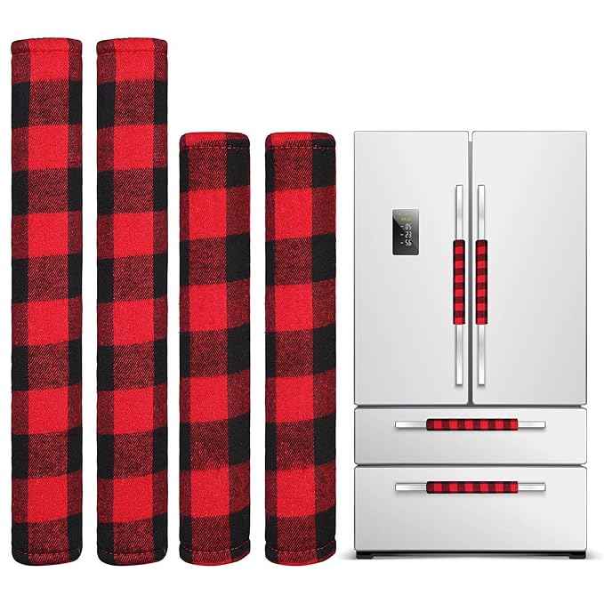 4 Piezas Funda de Manija de Puerta de Refrigerador de Navidad ...