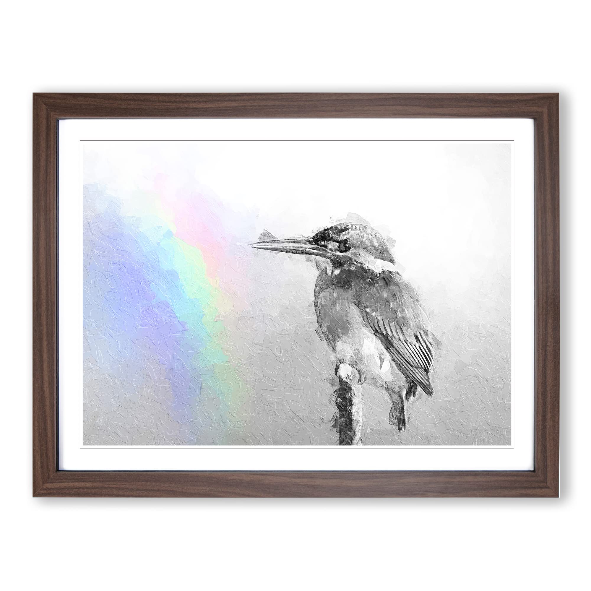 Rainbow Light In Abstract Modern Art Framed Wall Art Print, Ready to Hang Picture for Living Room Bedroom Home Office Décor, Walnut A4 (34 x 25 cm)