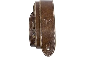 P PERRI'S LEATHERS LTD. Perri's Leathers Italian Leather Guitar Strap, 41" to 56", Chestnut, Soft Deluxe, Adjustable, Reinforced Keyhole & Slots, Electric, Bass, Acoustic Guitar Straps Leather