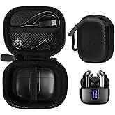 CaseSack Case for TAGRY X08 Bluetooth Headphones True Wireless Earbuds 60H, mesh Pocket for Charge Cable (Black)