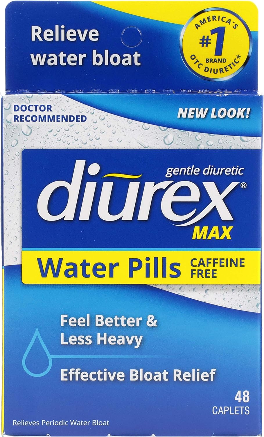 Diurex Max Water Pills - Maximum Strength Caffeine Free Diuretic - Relieve Water Bloat - 48 Count: Health & Personal Care