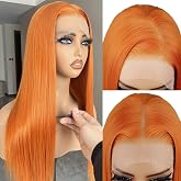 BLL Ginger Wig 13x4 Synthetic Lace Front Wig 26inch Straight Orange Wigs | Beginner Friendly Pre Plucked Natural Looking Daily Wear Party Comfortable Cap Glueless Black Women HD Lace Free Part