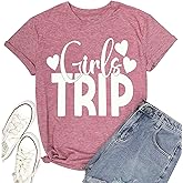 Girls Trip Shirts for Women Plane Travel Graphic Tees Vacation Shirts Letter Printed Hiking Casual Short Sleeve Tee Tops