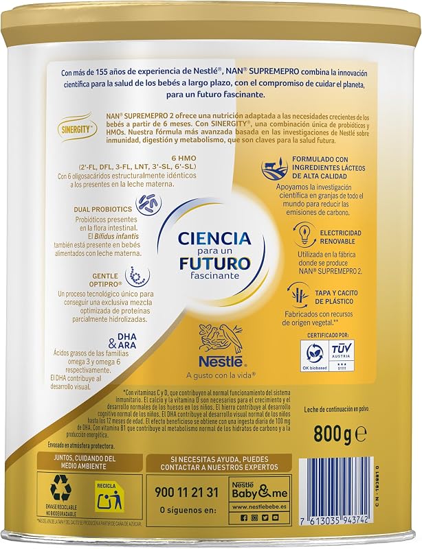 Nestlé Supreme Pro 2 Leche de Continuación en Polvo, 800g