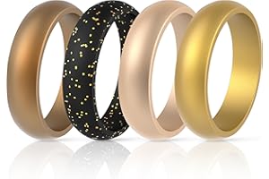 ThunderFit Silicone Wedding Bands for Women, Dome Unique Anniversary Rings 5.5mm Wide 2mm Thick - 1/2/3/4/5/6/7/8/12 Variety Multipack