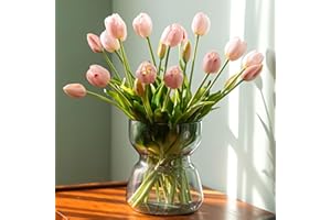 Avoeco 20Pcs Artificial Tulips Flowers Real Touch Latex – Faux Tulips Bouquet for Home Decor, Wedding Centerpieces, Spring Fl