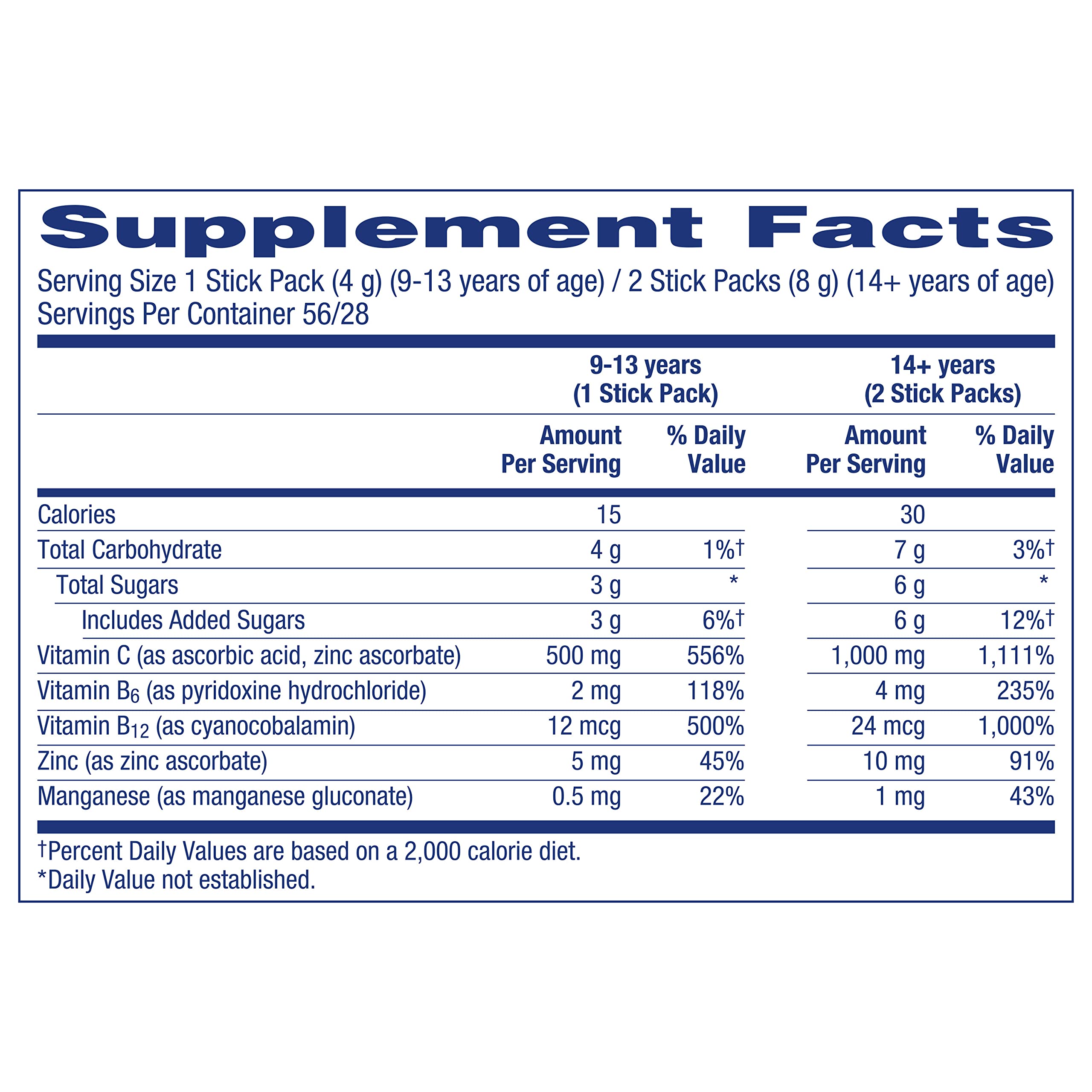 Emergen-C Crystals, On-the-Go Emergen-C Immune Support Supplement with Vitamin C, B Vitamins, Zinc and Manganese, Orange Vitality - 56 Stick Packs