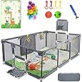 Upgrated Baby Playpen with Mat, Playpen for Babies and Toddlers, Large Playpen with Mat, Sport Playpen, Play Pen with Accessories, Baby Fence, PlayPen Indoor & Outdoor Activity, Sturdy Kids