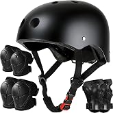 TKHDBF Kids Bike Helmet Set, CPSC Certified Knee Elbow Wrist Pads | Adjustable helmet fits ages 3-8 and includes 2 knee pads, 2 elbow pads and 2 wrist guards for biking, skating and scooter