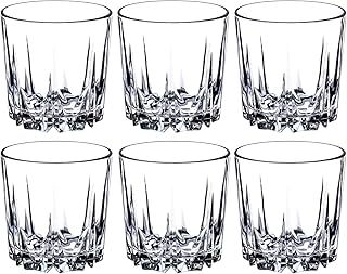 KADAX Trinkgläser aus hochwertigem Glas, 6er Set, Wassergläser, dickwandige Saftgläser, geriffelte Gläser für Wasser, Drink, Saft, Party, Cocktailgläser, Getränkegläser (niedrig, 300ml)