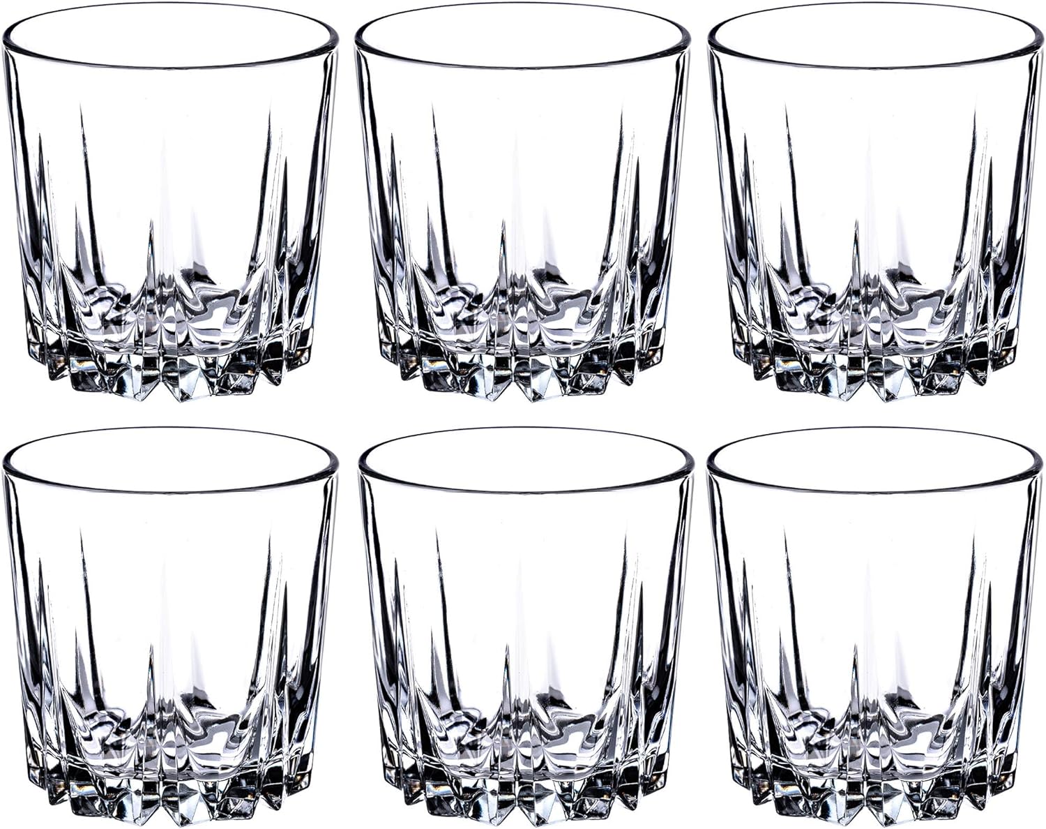 KADAX Trinkgläser aus hochwertigem Glas, 6er Set, Wassergläser, dickwandige Saftgläser, geriffelte Gläser für Wasser, Drink, Saft, Party, Cocktailgläser, Getränkegläser (niedrig, 300ml)