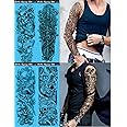 DaLin 4 Sheets Extra Large Temporary Tattoos, Full Arm (Set 9)