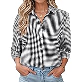 LOMON Womens Long Sleeve Button Down Shirts Casual Loose Fit Cotton Collared Blouses