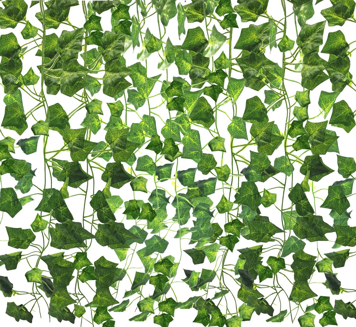 Amerisky Artificial leaves Ivy Garland,12 Strands (84 Ft) Fake Hanging Vine Green Leaves Foliage Plants for Home Garden Wedding Party Room Decoration