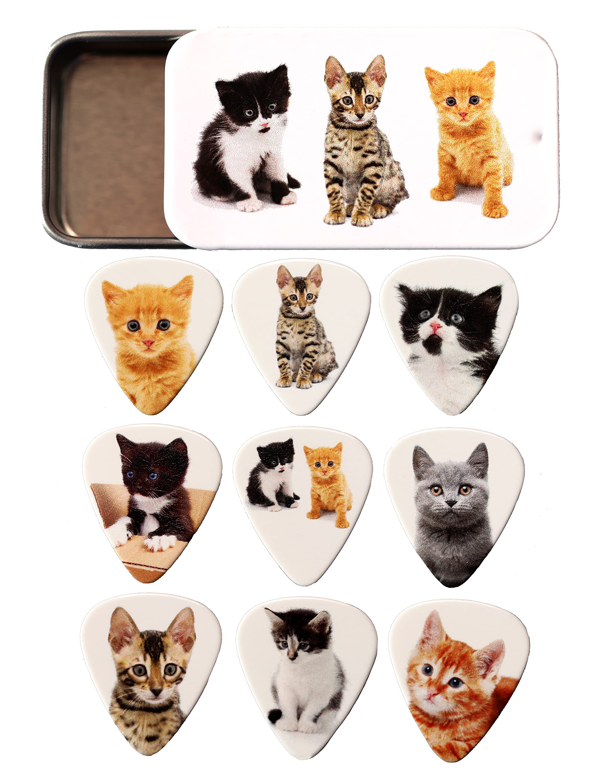 Tin of 9 Kitten Guitar Plectrums - Harmony Picks
