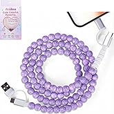 Atsidexa 4-in-1 Beaded Charging Cable, Metal Design, Nicely Packed, 60W Fast Charging, MFi Certified, Cute Colorful Cable, Compatible with iPhone, iPad, AirPods, Galaxy, and More (Amethyst Vein)