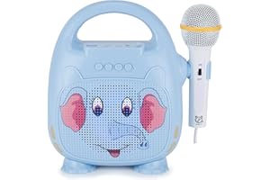 VIVITAR Singimals Kids Karaoke Speaker with Microphone - Unleash Your Child's Inner Superstar, Bluetooth v5.1, 12H Playtime, 5W Speaker, Multicolor LED Lighting, Elliot The Elephant