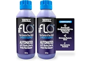 iFLO® Smart A/C Drain Line Cleaner and Drain Pan Cleaner Cartridge, Fast-Acting, Long-Lasting HVAC System Solution for Tough Clogs & Buildup, 3-Month Supply per Bottle, 2 Pack of 36oz