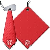 Ghost Golf Magnetic Towel (Greenside) - Premium Ultra-Absorbent Microfiber Golf Towel with Magnet for Golf Carts or Clubs - 18" x 18" Golfing Gear - Waffle Weave Pattern (Red)